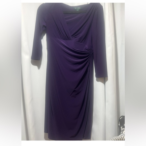 Lauren Ralph Lauren Deep Purple Long Sleeve Dress - Picture 3 of 9